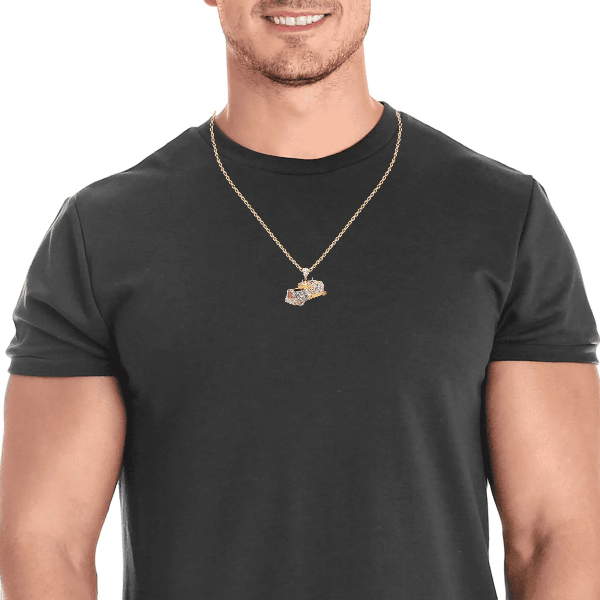 10K Gold 1.00 CTW Diamond Big Rig Charm