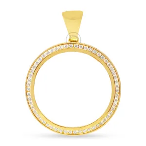 10K Yellow Gold Centenario 50 Pesos Gold Coin Diamond Pendant Bezel Only