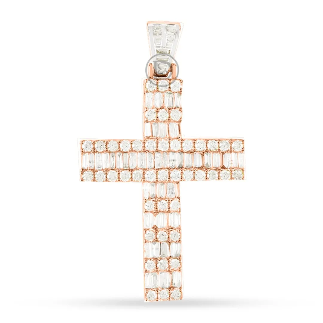 10K Yellow Gold Cross Pendant With 2.49CT Diamonds