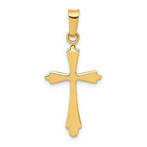 14K Solid Yellow Gold High Polished Unisex Cross Pendant, 28x12mm