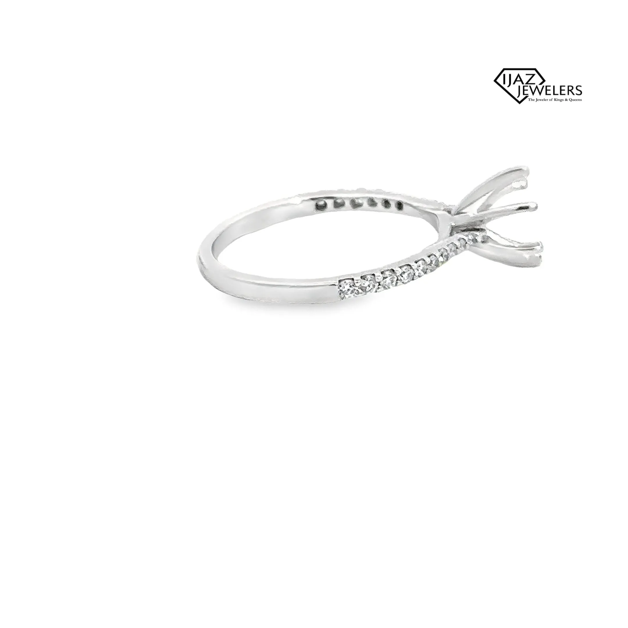 14K White Gold Semi Mount Diamond Engagement Band