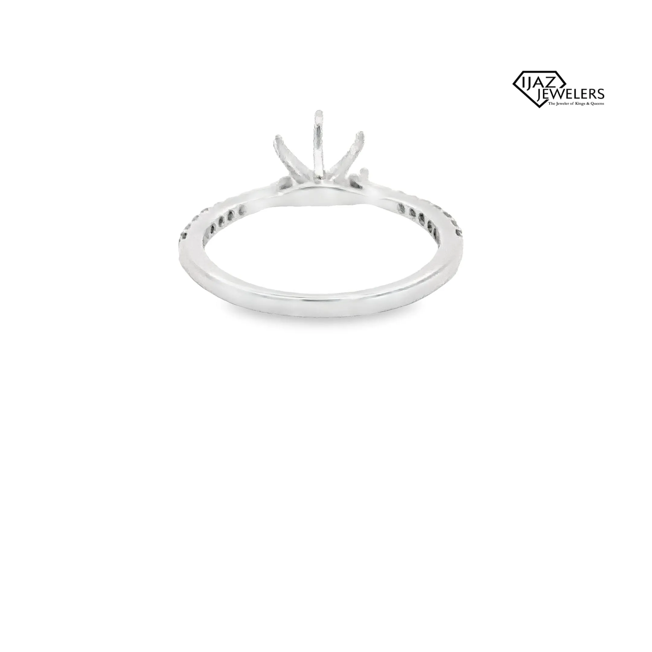 14K White Gold Semi Mount Diamond Engagement Band