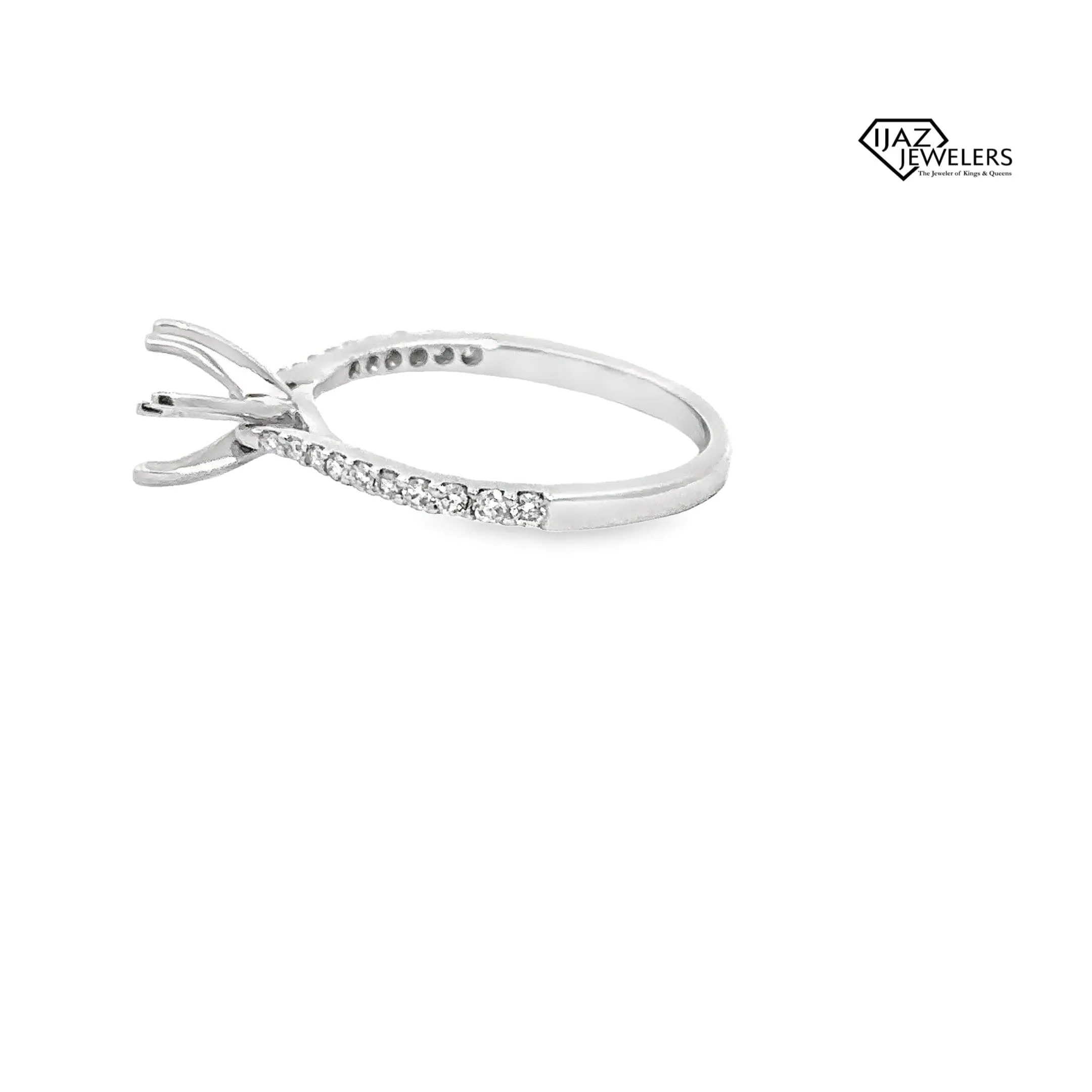 14K White Gold Semi Mount Diamond Engagement Band