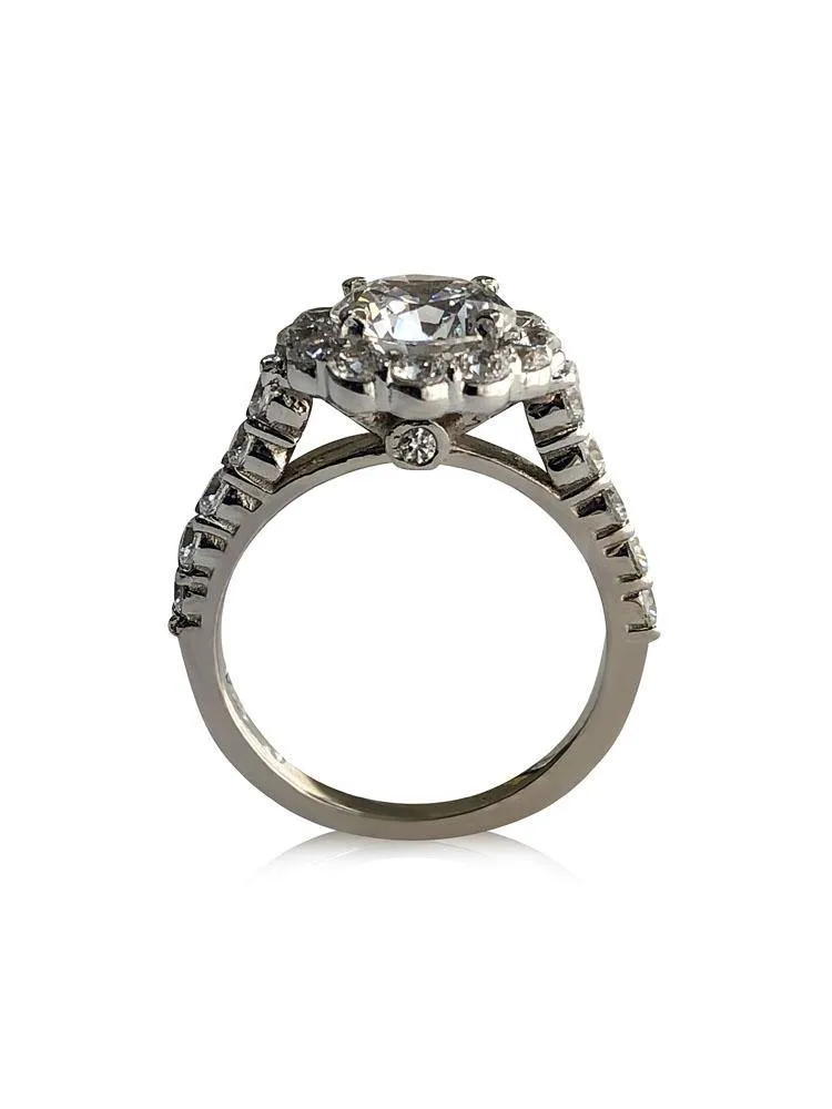 2 carat Highest Quality round Cubic Zirconia Engagement Ring 14K White gold