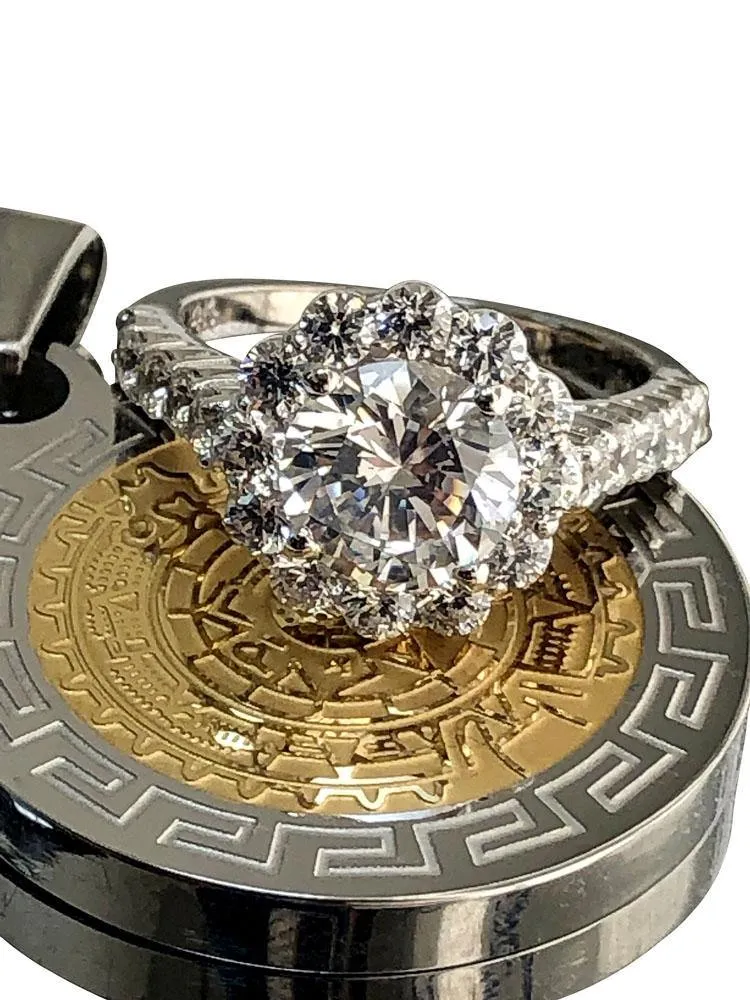 2 carat Highest Quality round Cubic Zirconia Engagement Ring 14K White gold