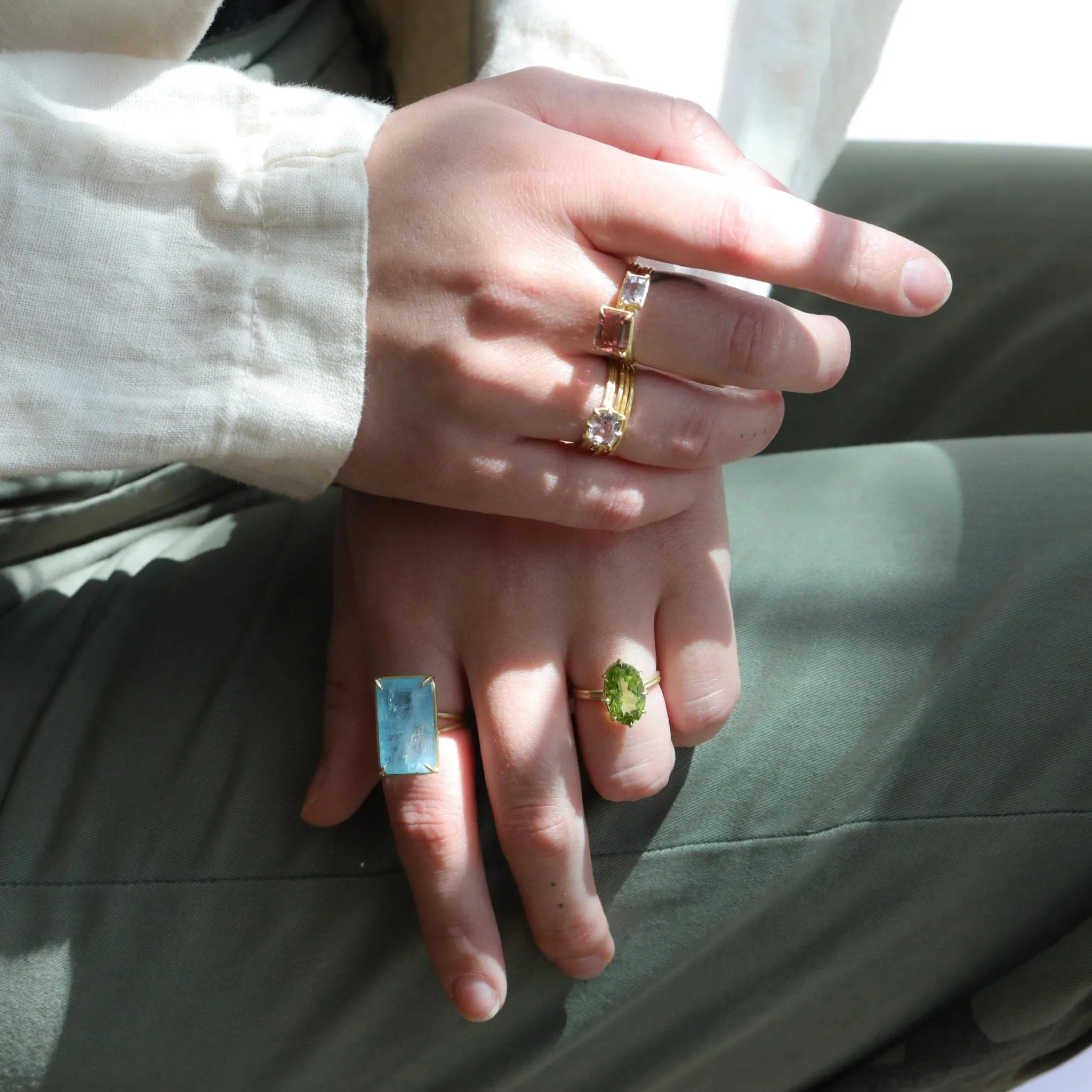 22K Gold Thin Hammered Band