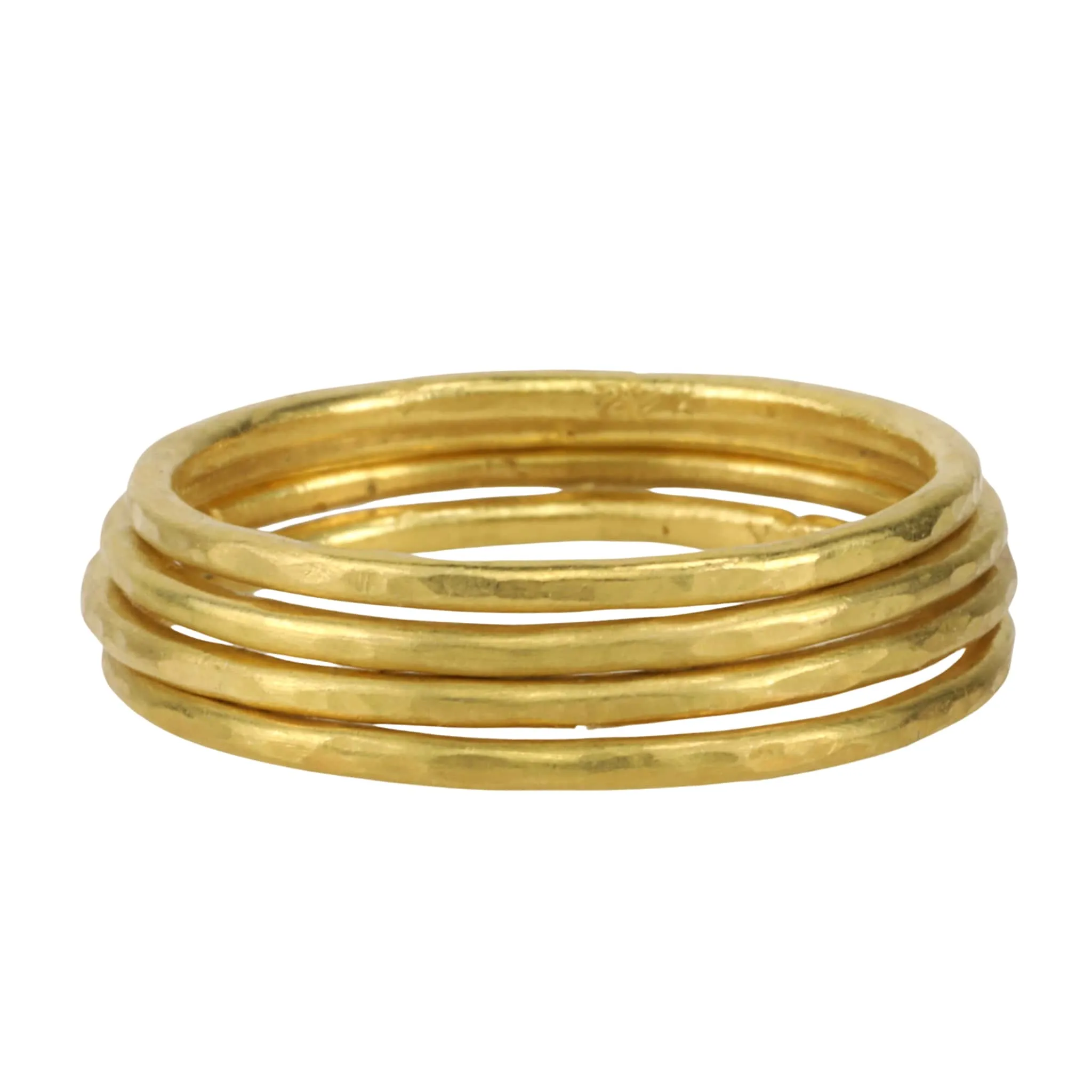 22K Gold Thin Hammered Band