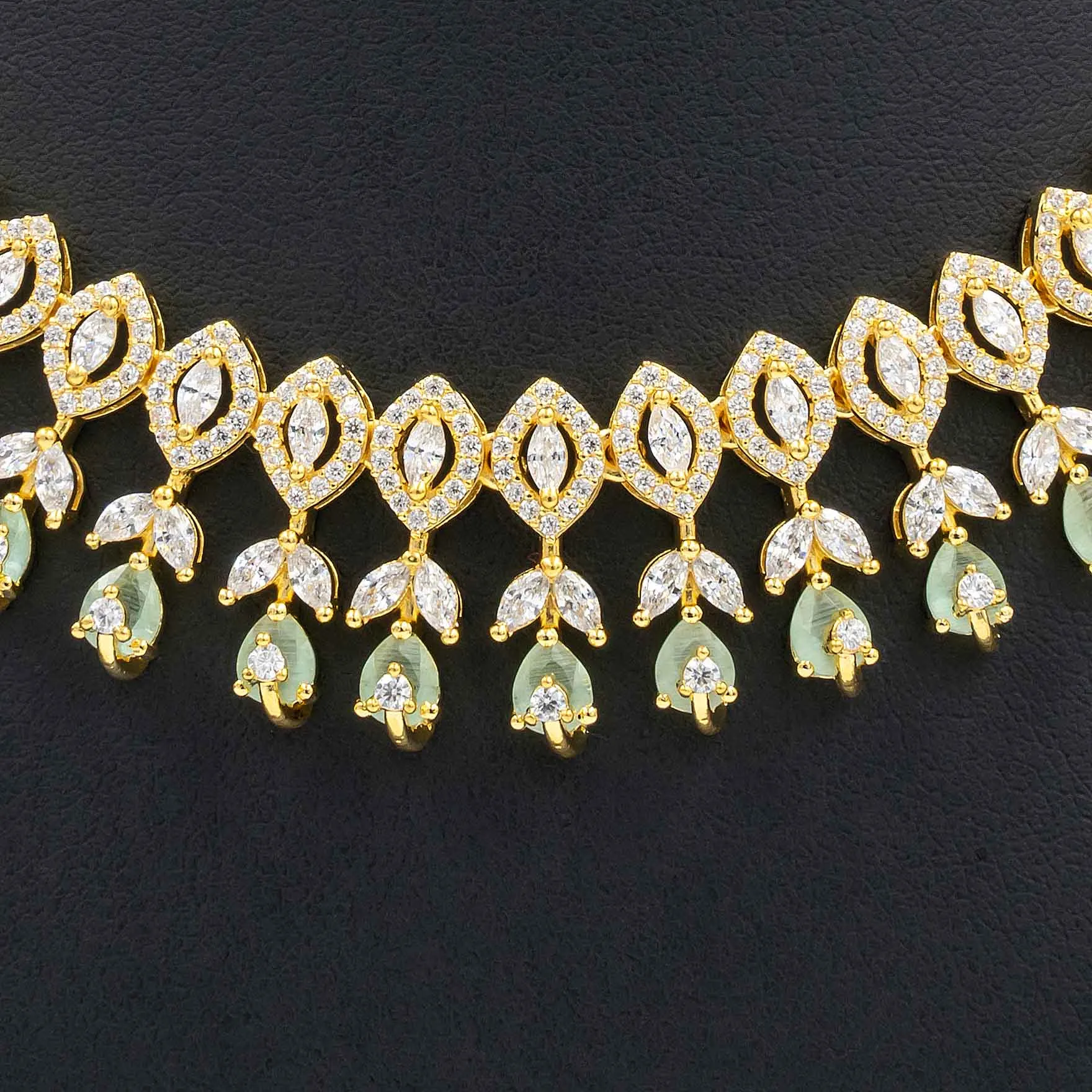 24ct Gold Plated Stone Necklace with stud PMSNS5WN-0021, PMSHST15WN-052