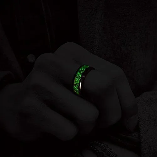 8 mm Gold Celtic Dragon Luminous Glow Tungsten Carbide Wedding Ring for Men Women