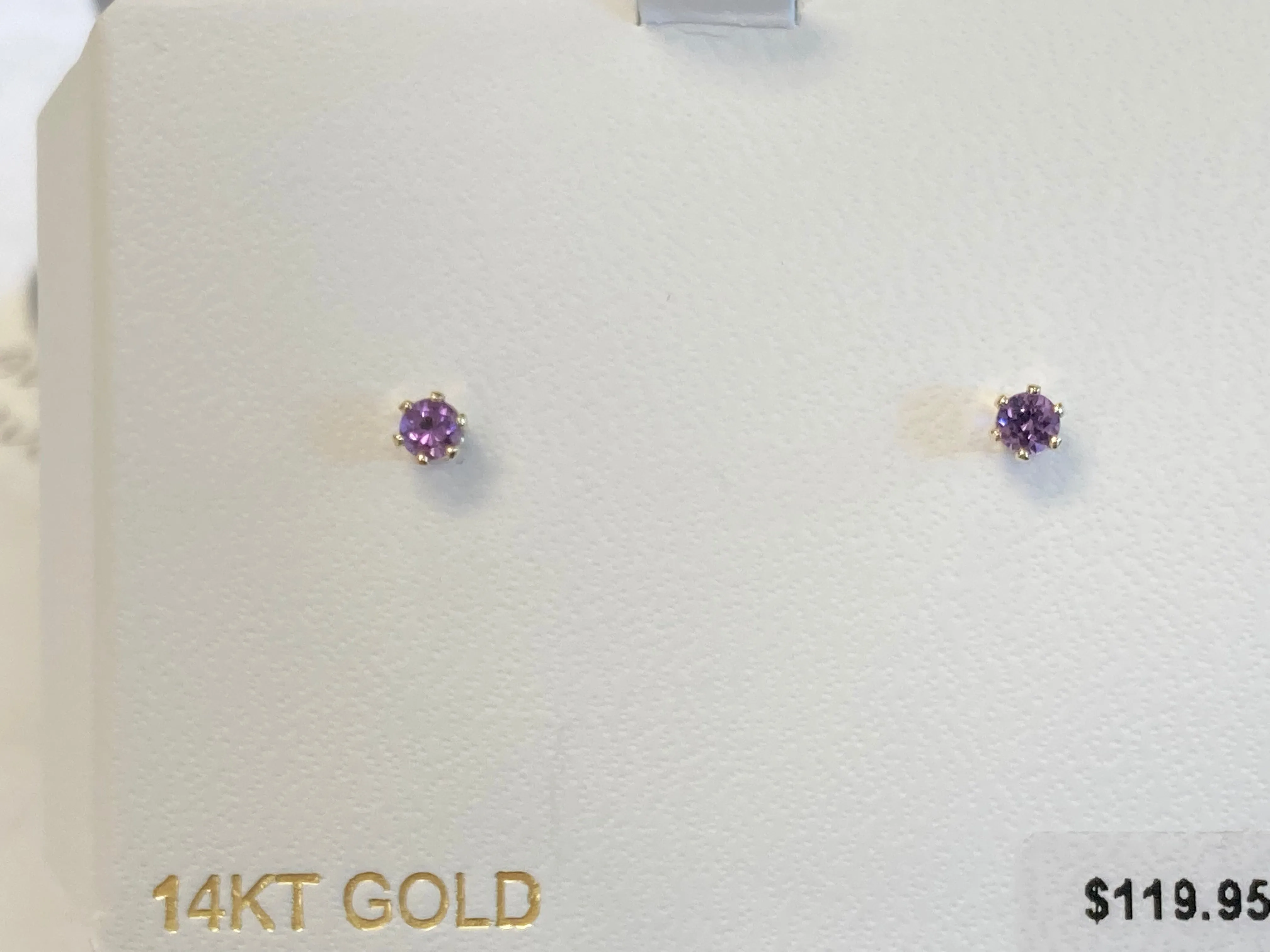 Amethyst Round 14K Yellow Gold Earrings