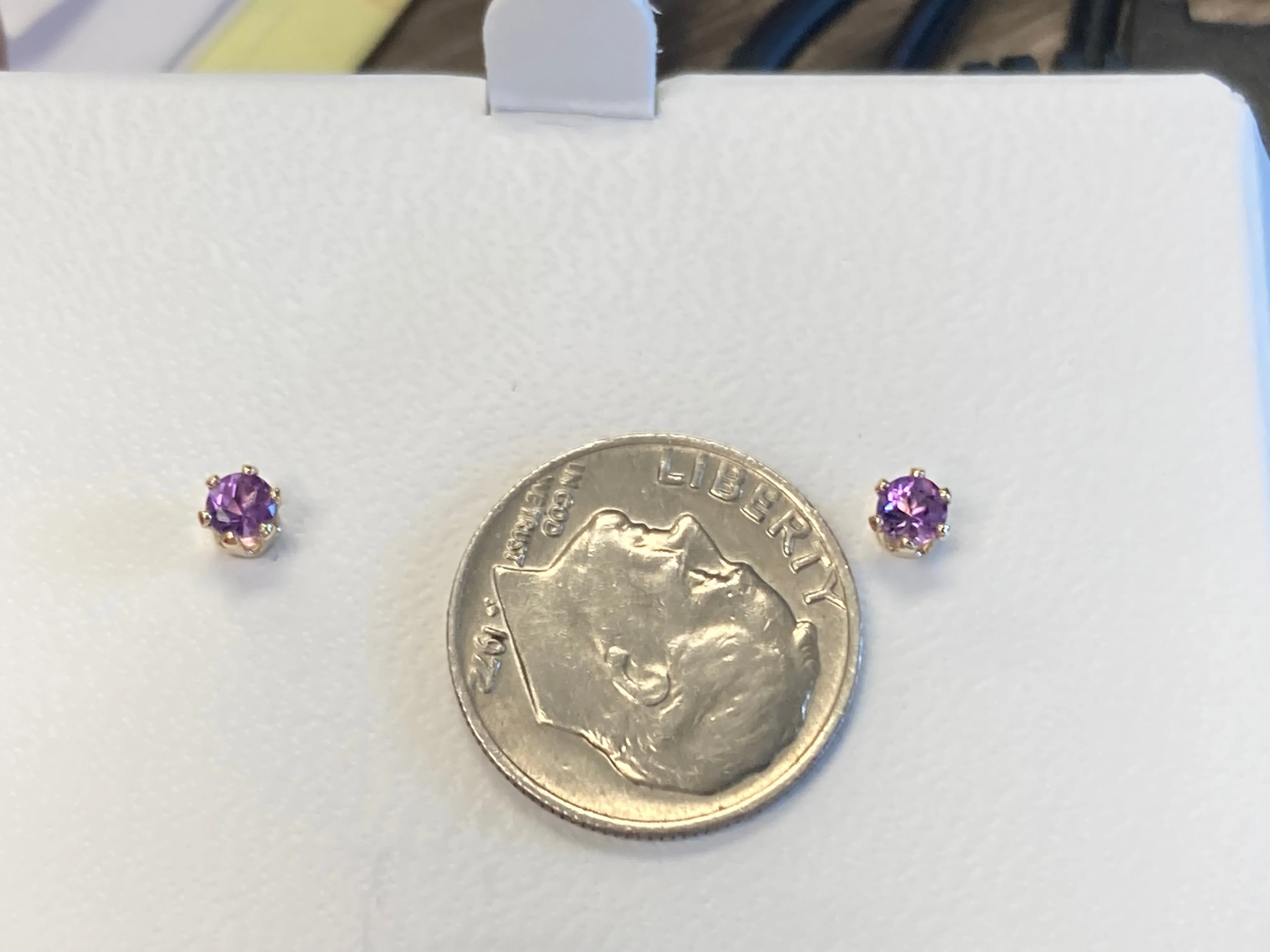 Amethyst Round 14K Yellow Gold Earrings