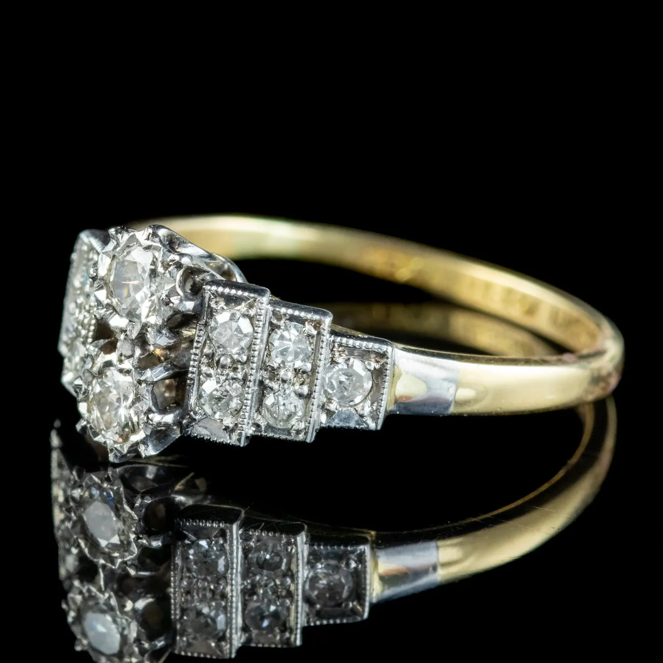 Antique Art Deco Diamond Toi Et Moi Ring 0.50ct Total