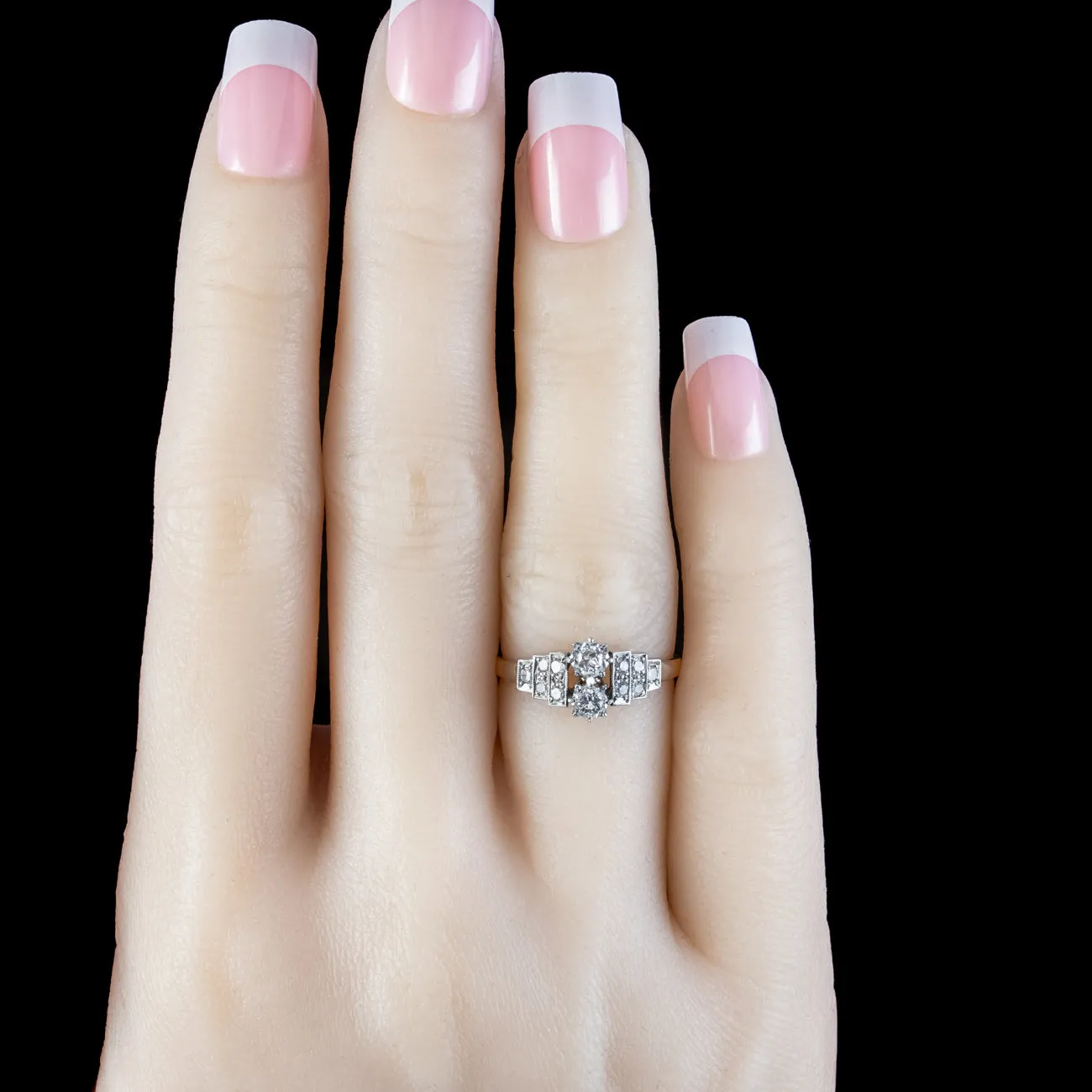 Antique Art Deco Diamond Toi Et Moi Ring 0.50ct Total
