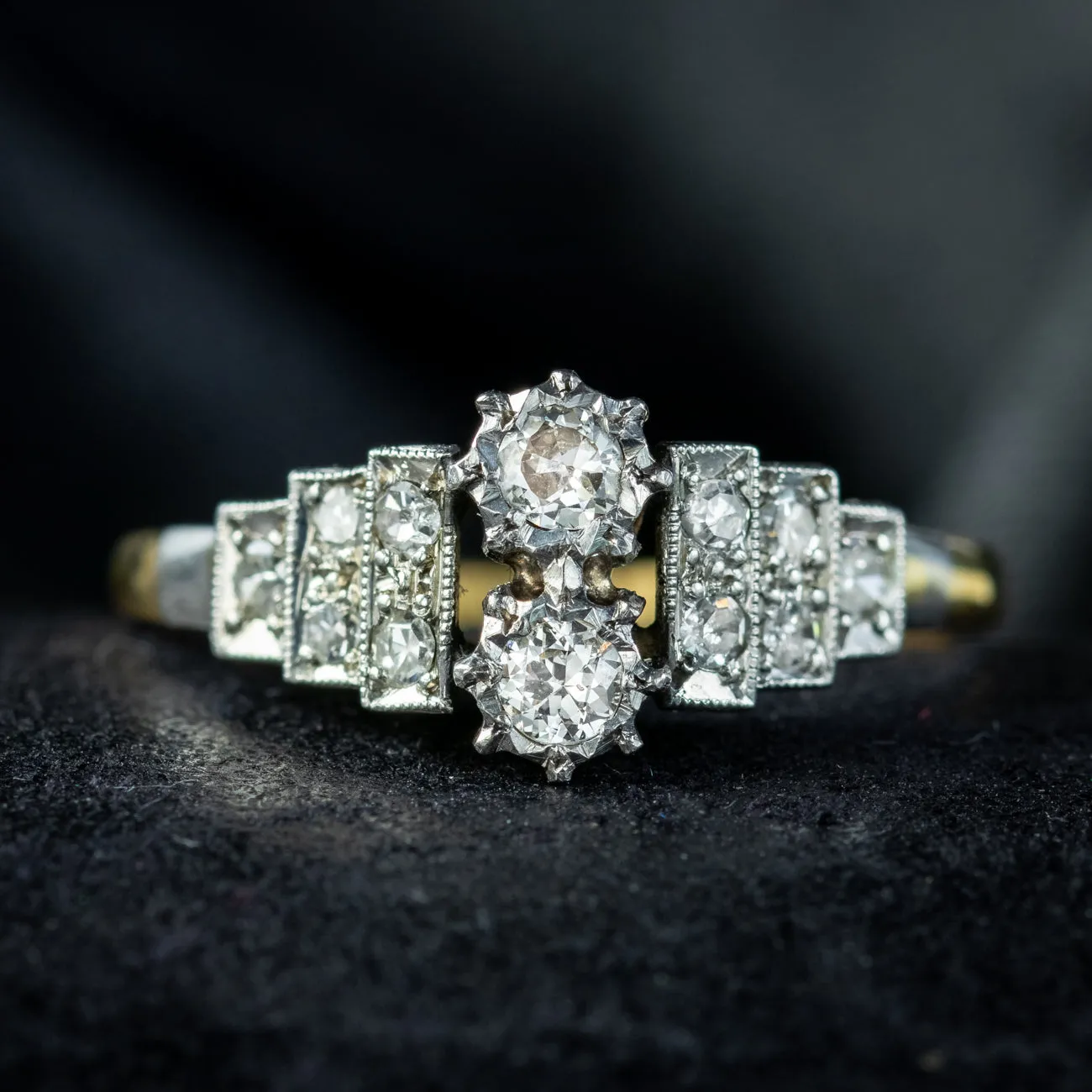 Antique Art Deco Diamond Toi Et Moi Ring 0.50ct Total
