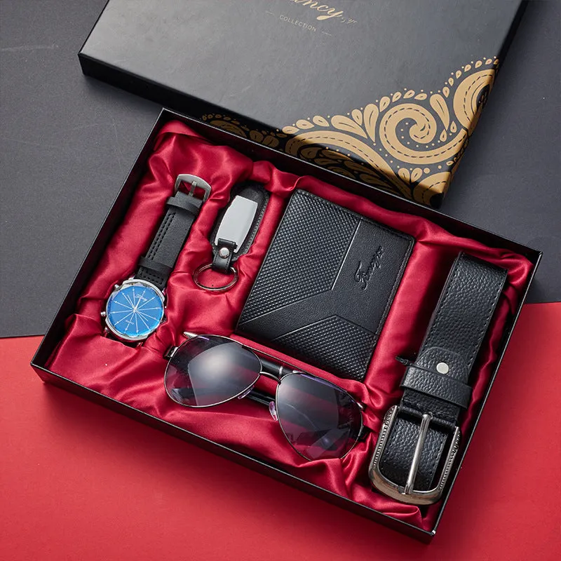 Business Gift Sets Men's Watches, Sunglasses, Leather Belt Wallets, Pen Keychains, Pen Gift Box Sets, Cross Border
