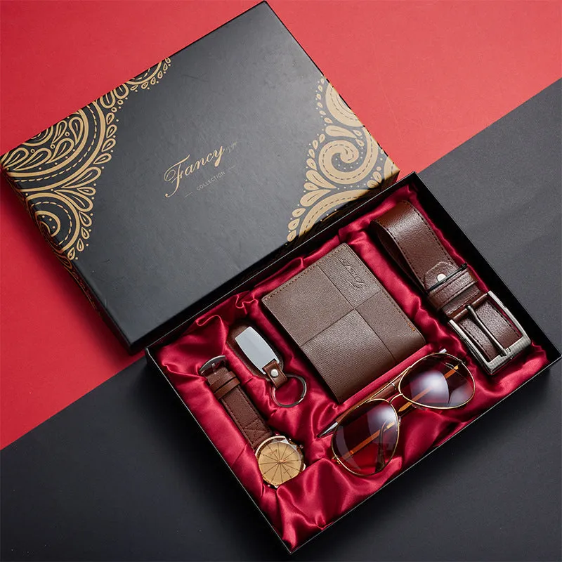 Business Gift Sets Men's Watches, Sunglasses, Leather Belt Wallets, Pen Keychains, Pen Gift Box Sets, Cross Border