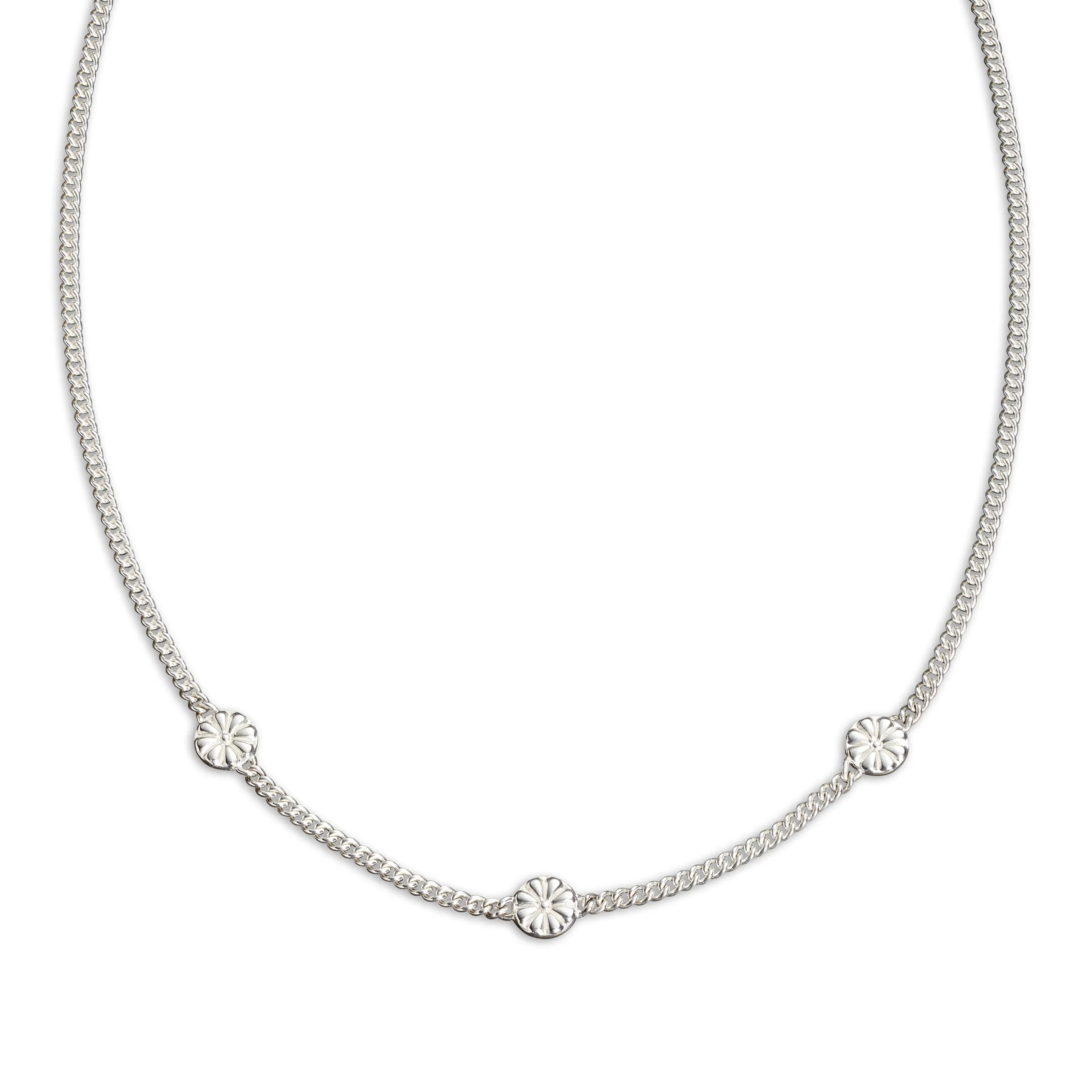 Flower Path Necklace - Sterling Silver - 16