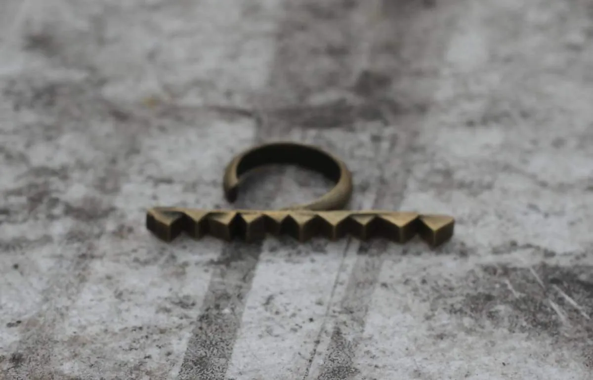 gold two finger ring, black triangles row big ring, stackable geometric adjustable ring, perfect ring for any size, ring to go out, party