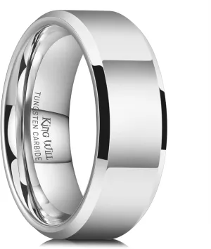 King Will BASIC Men Women 4mm/5mm/6mm/7mm/8mm Tungsten Rings Polished Wedding Band Engagement Anniversary Band Comfort Fit