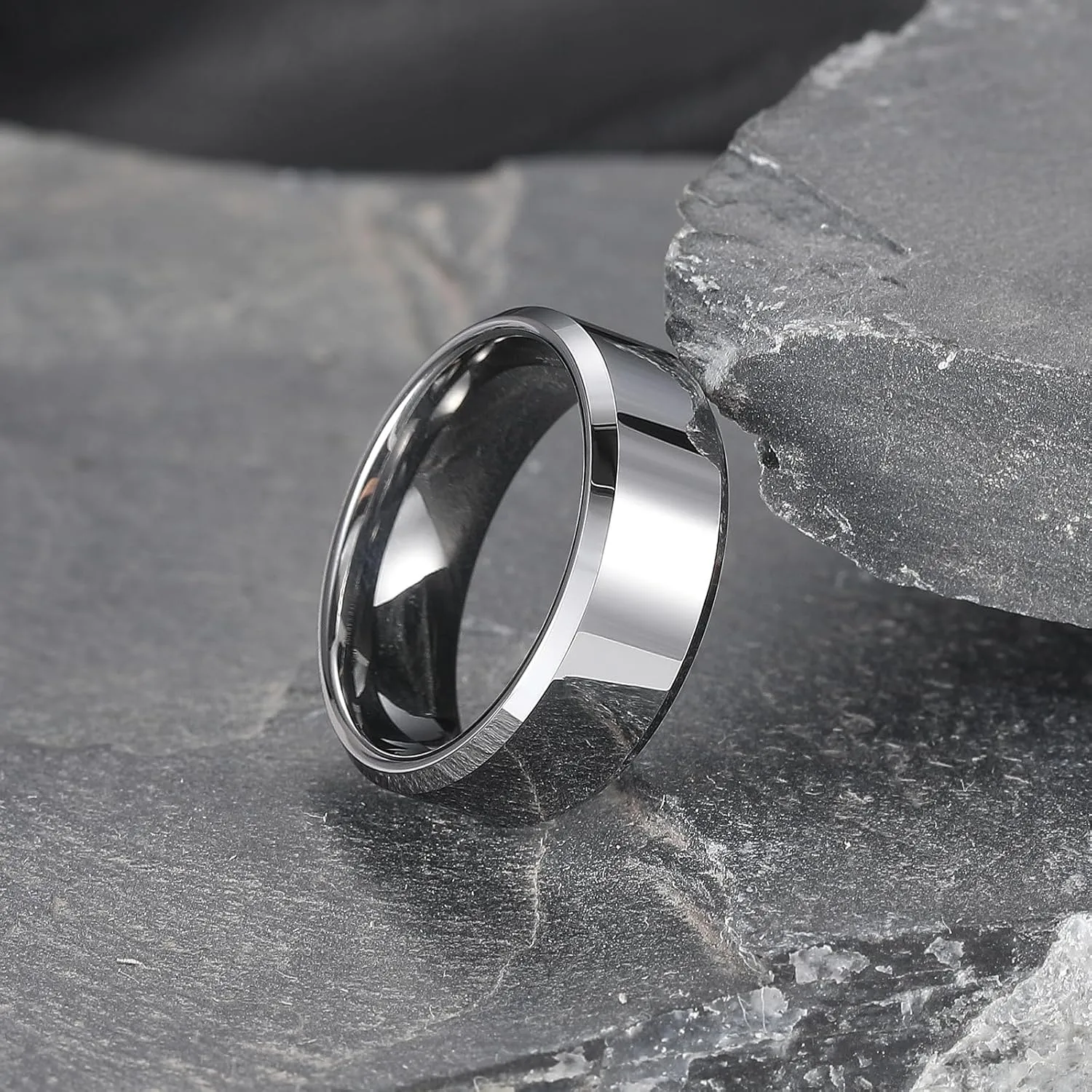 King Will BASIC Men Women 4mm/5mm/6mm/7mm/8mm Tungsten Rings Polished Wedding Band Engagement Anniversary Band Comfort Fit