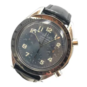 Omega Speedmaster Blue Shell 3802.73.51 SS x Leather Watch Men's Used
