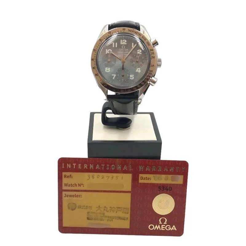 Omega Speedmaster Blue Shell 3802.73.51 SS x Leather Watch Men's Used