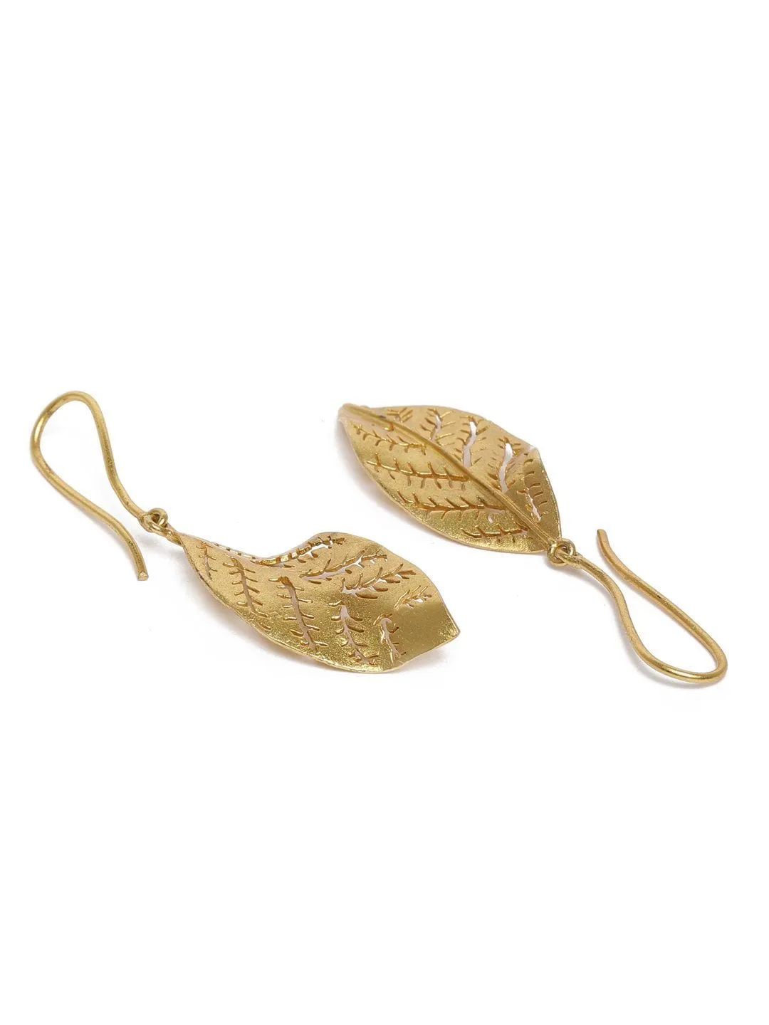 Silver Gold Plated Twisted Leaf Earring